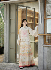 Lu Lu 陆陆 Deer Deer Modernized Ming Dynasty Knit Zhuyao & Mamian Skirt Set