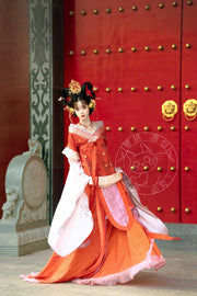Zhu Zi 朱紫 Scarlet Wisteria Modernized Sui & Northern Southern Dynasty Guiyi Swallow Tail Ruqun Set