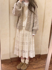 Rice Grain 米豆 Hanyuansu Han Element Cotton Lace Skirt