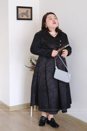 Hei Mei 黑莓 Blackberry New Chinese Style Plus Size Jacquard Slip Dress & Qipao Jacket Set