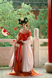 Zhu Zi 朱紫 Scarlet Wisteria Modernized Sui & Northern Southern Dynasty Guiyi Swallow Tail Ruqun Set