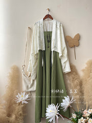 Ming Ming 茗茗 Modernized Tang Dynasty Qixiong Empire Dress & Shan Top Full Set