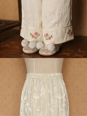 Spring Leisure 春閑 Embroidered Satin Jacquard Qipao Modesty Pants