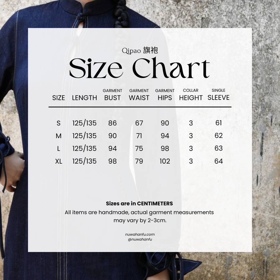 Lan Diao 蓝调 Everyday Blues Modernized Cotton Denim Long Sleeve Qipao