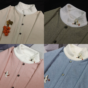 Wenrou Lan 温柔澜 Tender Billows Modernized Ming Dynasty Unisex Standing Collar Knitted Fleece-Lined Top