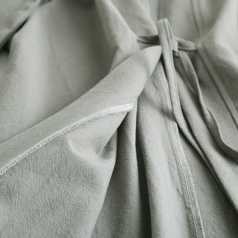 Wu Xiao 无宵 Without Night Song Ming Unisex Cotton Linen Parallel Panel Tied Long Cardigan