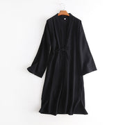 Wu Xiao 无宵 Without Night Song Ming Unisex Cotton Linen Parallel Panel Tied Long Cardigan