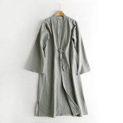 Wu Xiao 无宵 Without Night Song Ming Unisex Cotton Linen Parallel Panel Tied Long Cardigan