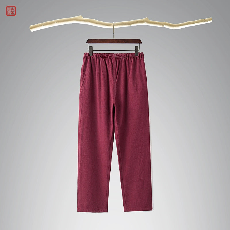 Lao Jie 老街 Old Streets Unisex Cotton & Linen Straight Leg Pants