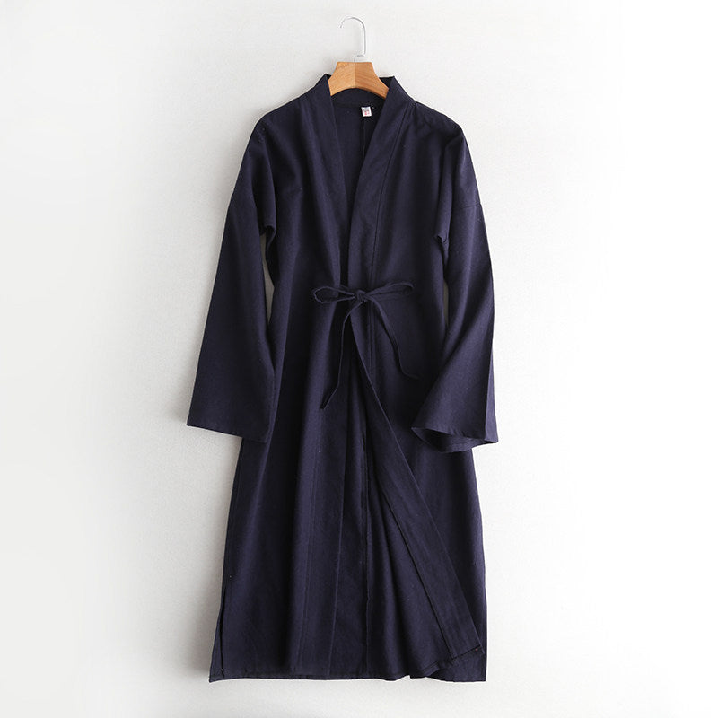 Wu Xiao 无宵 Without Night Song Ming Unisex Cotton Linen Parallel Panel Tied Long Cardigan