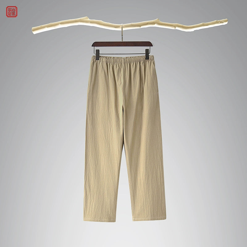 Lao Jie 老街 Old Streets Unisex Cotton & Linen Straight Leg Pants