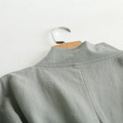 Wu Xiao 无宵 Without Night Song Ming Unisex Cotton Linen Parallel Panel Tied Long Cardigan