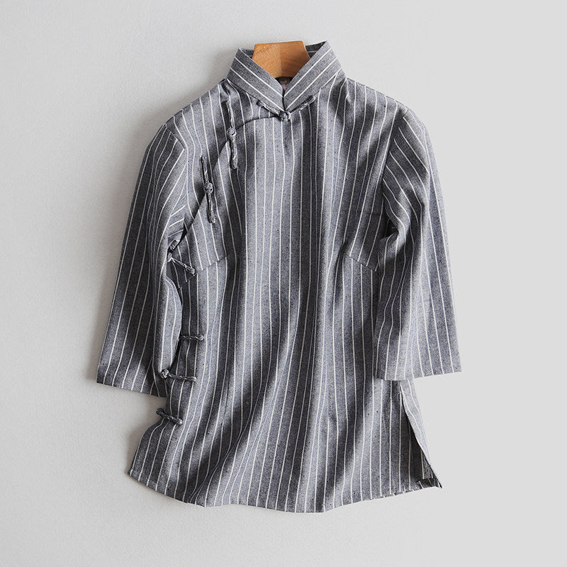 Ban Gong 办公 Bureau Modernized 1930s Men's & Unisex Pure Cotton & Linen Qipao Top