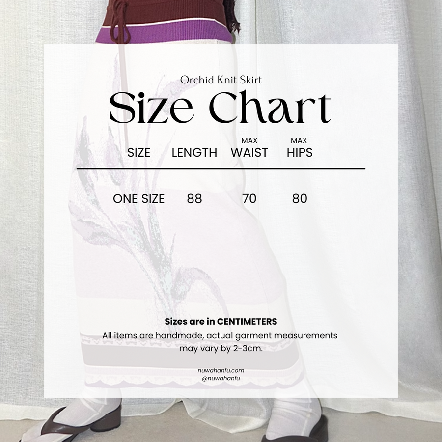 Zhen 薽 Orchid Neo Chinese Painted Flower Knit Skirt