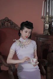 Yu Linglong 玉玲珑 1930s Lace Floral Eyelet Qipao & Short Blazer Set